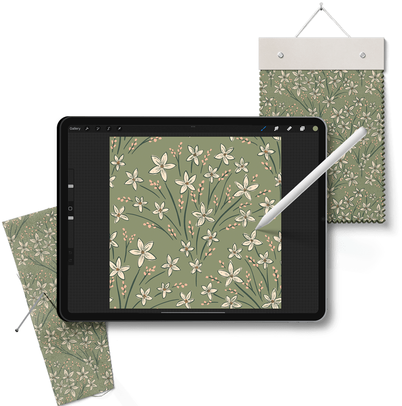 Teela working on Procreate Patterns on the iPad