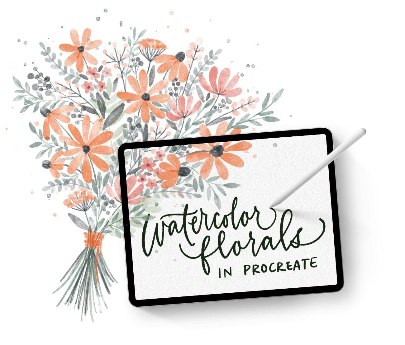 Learn how to digitally paint, vectorize and reuse watercolor florals in Procreate