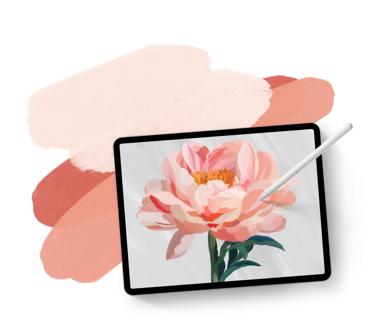 Learn how to digitally paint, export and reuse gouache botanicals in Procreate